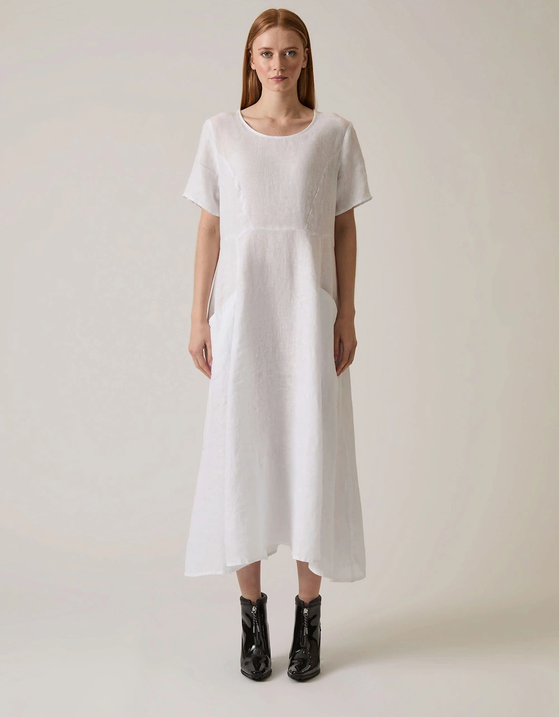 Linen White Pocket Midi Dress - VIP, 8 of 7