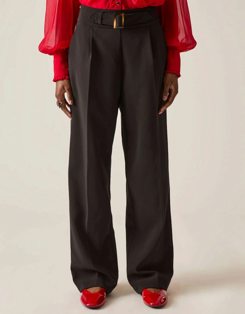 Buckle Waist Black Trousers - VIP