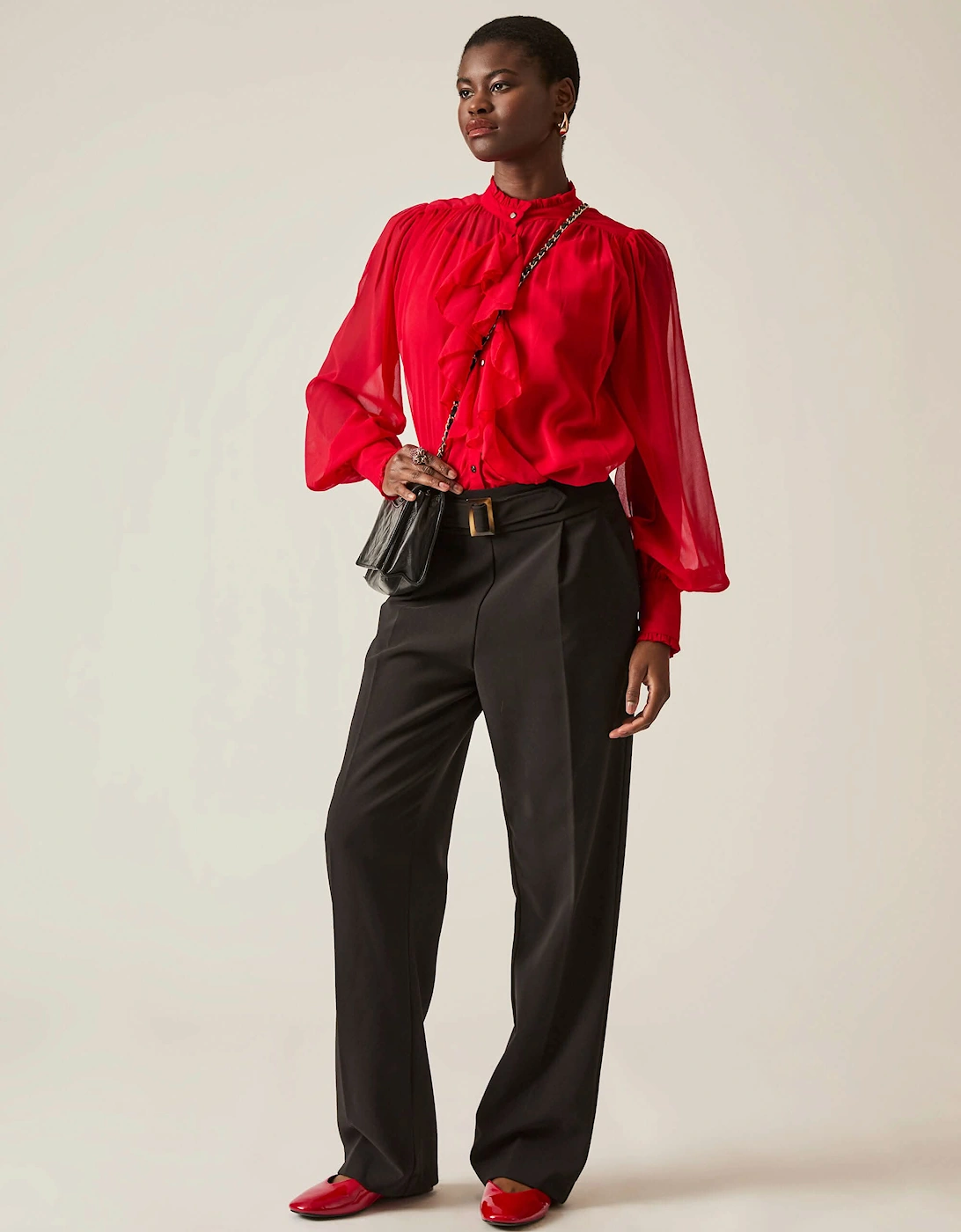 Buckle Waist Black Trousers - VIP