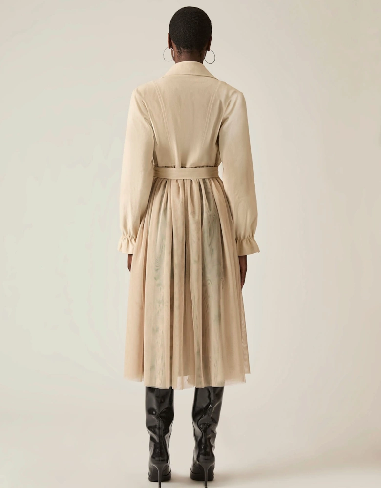 Cotton Tulle Beige Trench - VIP