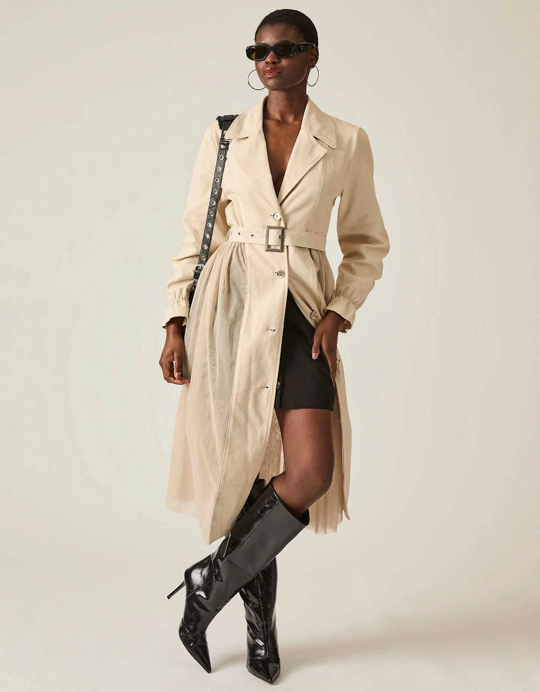 Cotton Tulle Beige Trench - VIP