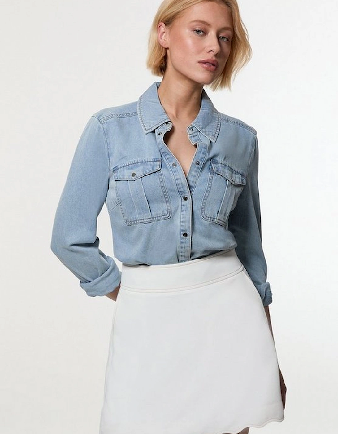Scallop Trim Twill Woven Crepe Skirt, 5 of 4
