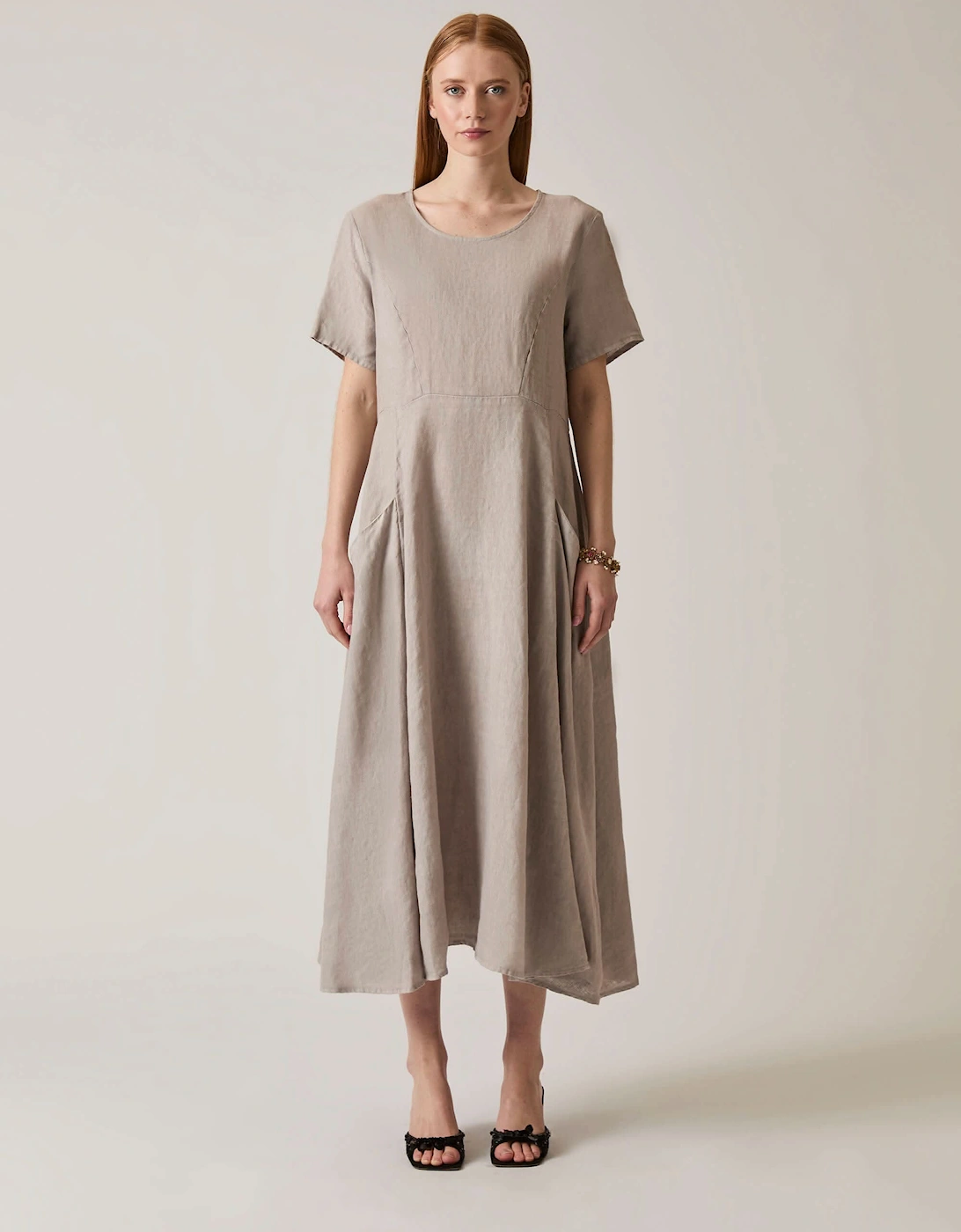 Linen Taupe Pocket Midi Dress - VIP, 8 of 7