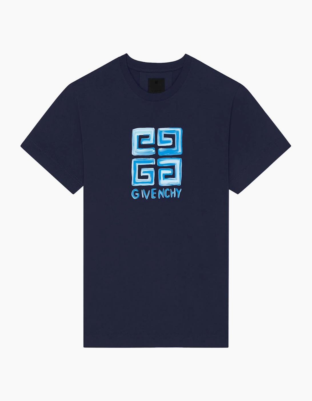 Men's Givenchy 4G Logo Sketch Navy T-Shirt - Black - Size: 42
