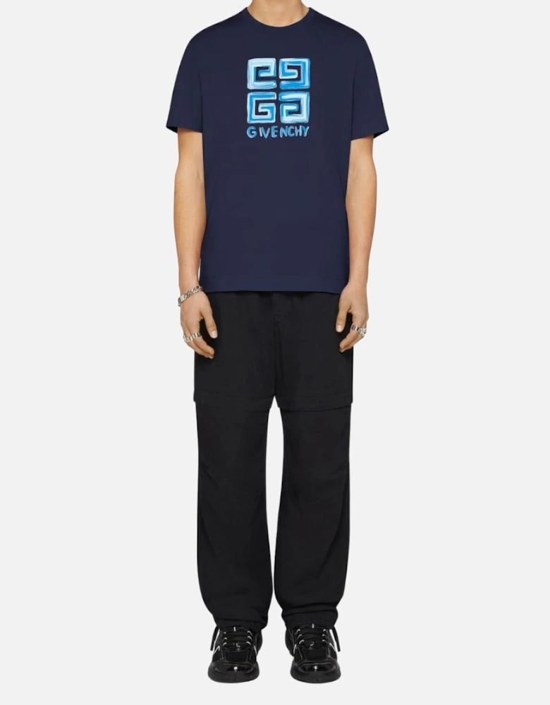 4G Logo Sketch Navy T-Shirt