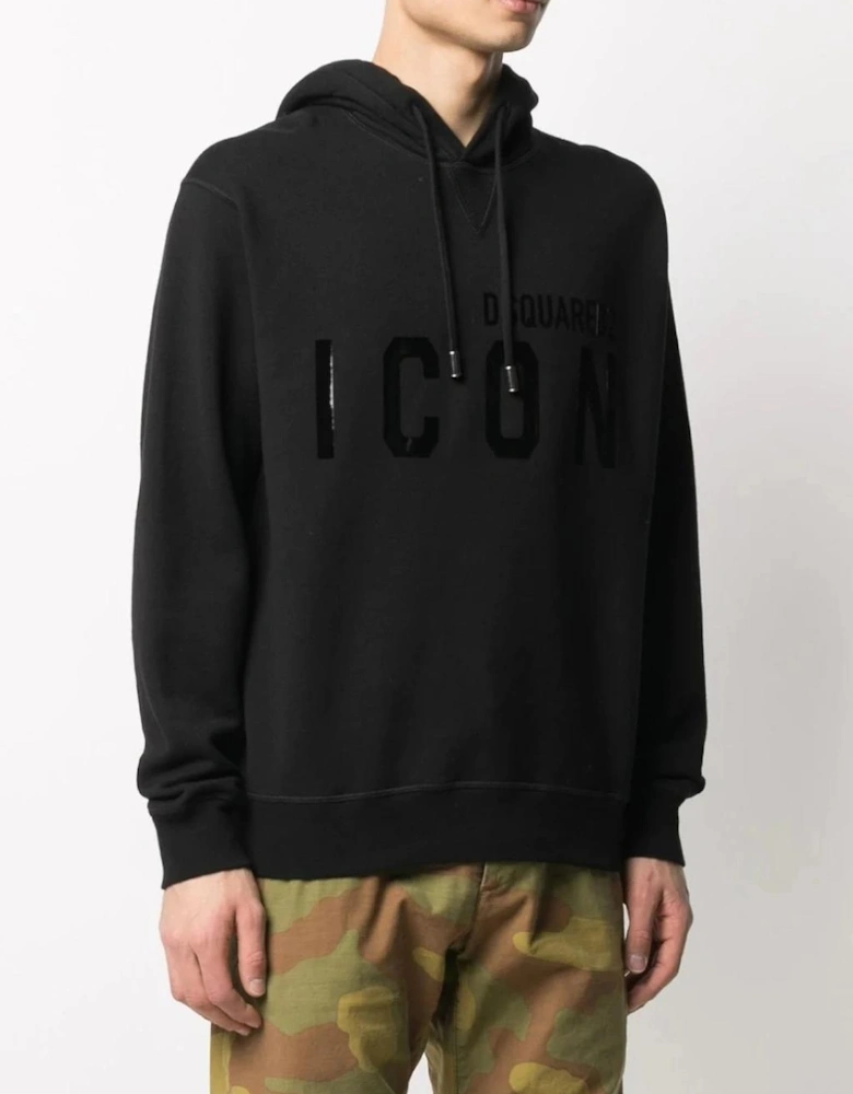 Dsquared Icon Shine Tonal Hooded Sweatshirt Black