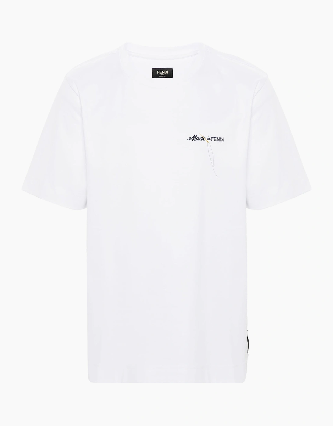 Fendi Men's Fendi Made In Fendi T-Shirt Embroidered White
