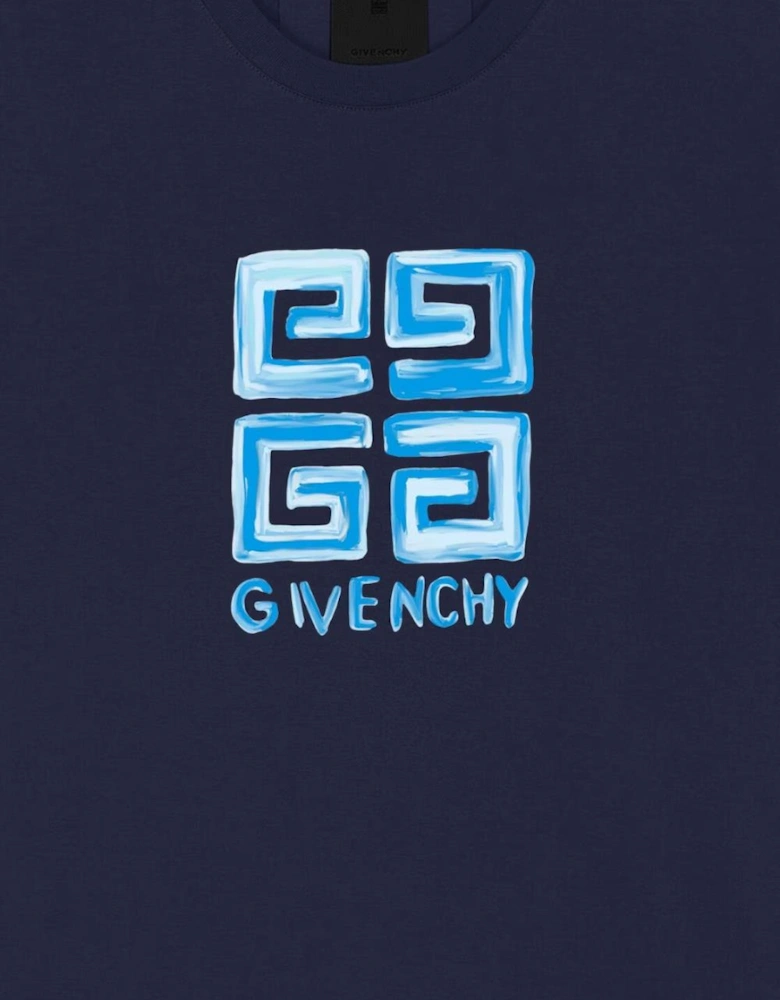 4G Logo Sketch Navy T-Shirt