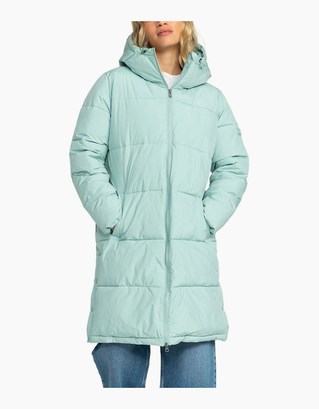 Roxy Women's Roxy Womens Test of Time Hooded Long Line Padded Jacket - Green