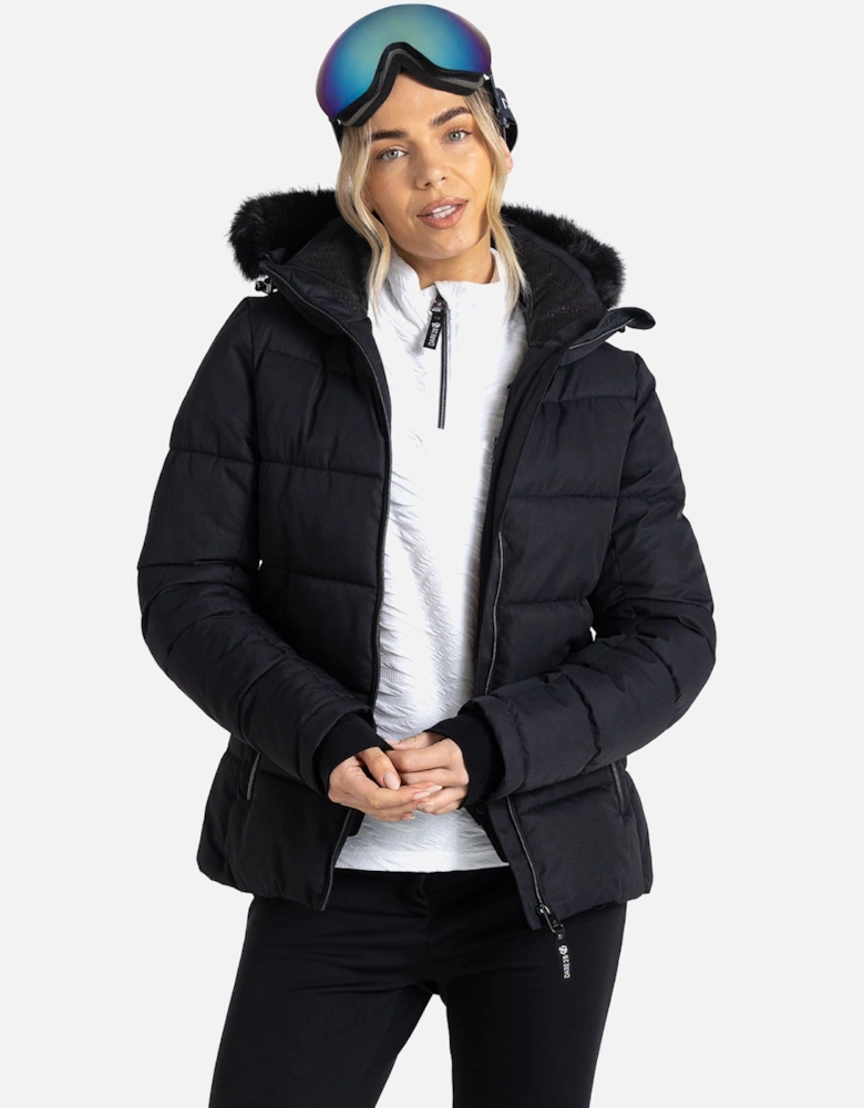 Dare 2 b Womens Glamourize IV Faux Fur Hooded Waterproof Ski Jacket - Black