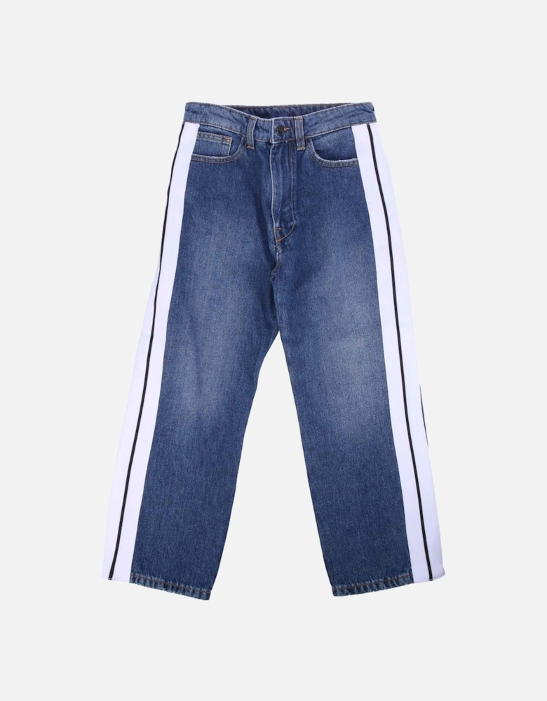 Juniors Medium Wash Denim Track Pants