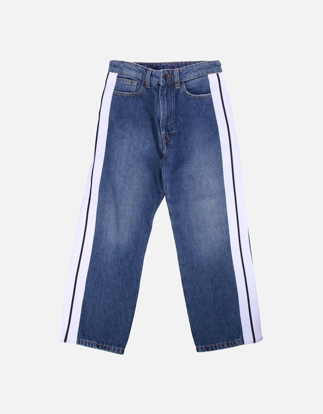 Juniors Medium Wash Denim Track Pants, 3 of 2