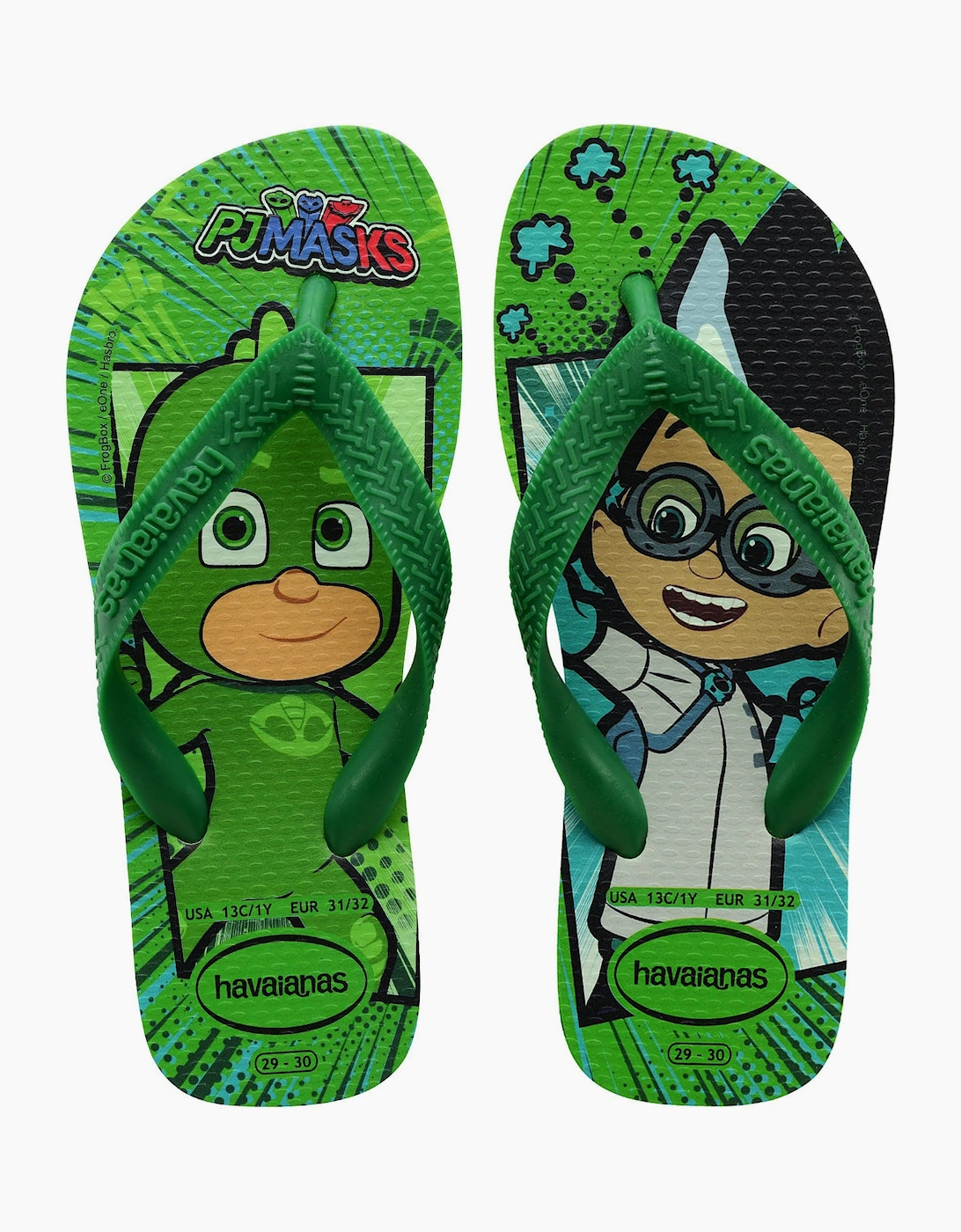 Havaianas Boys Green  Top Pj Masks Flip Flops - Size 1 - 2 UK Kids