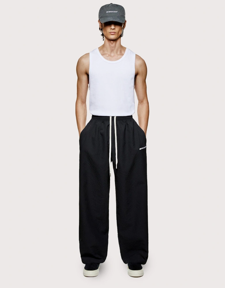 Seersucker Wide Leg Trousers