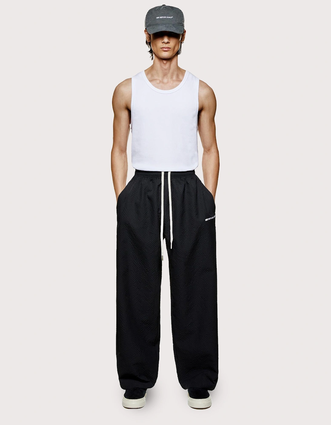 Seersucker Wide Leg Trousers