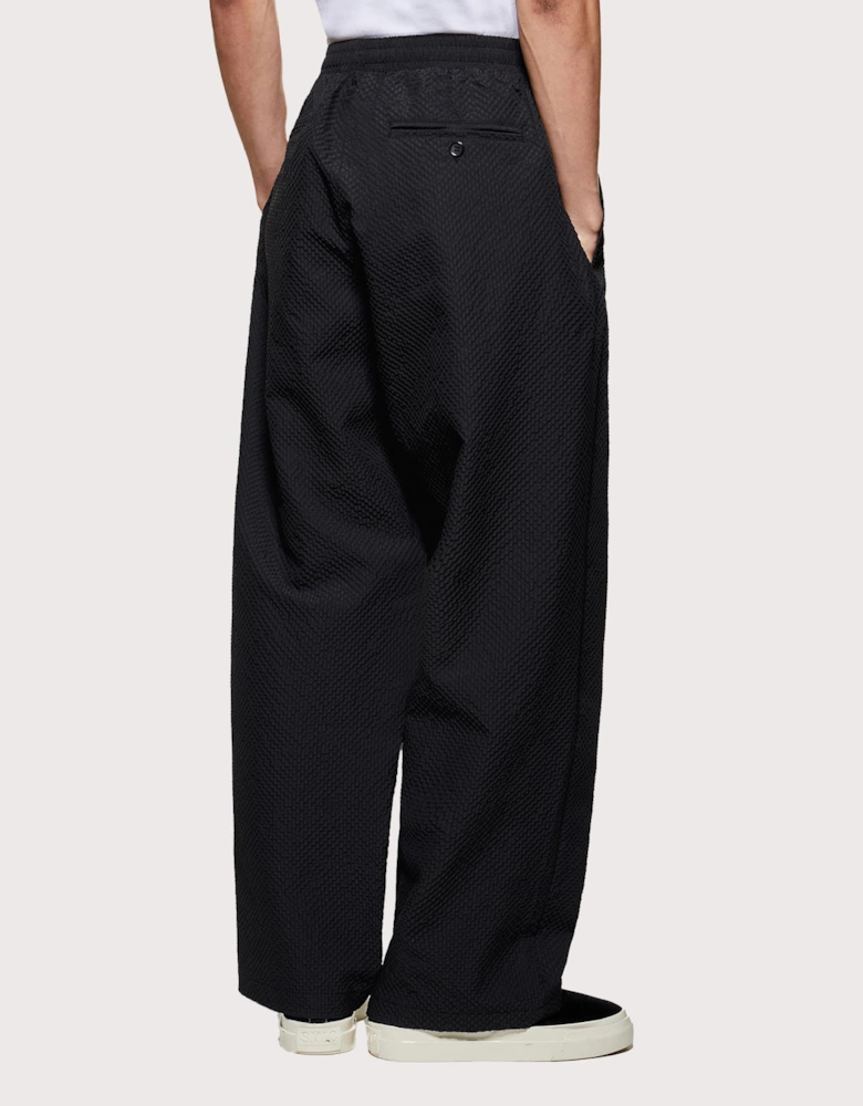 Seersucker Wide Leg Trousers