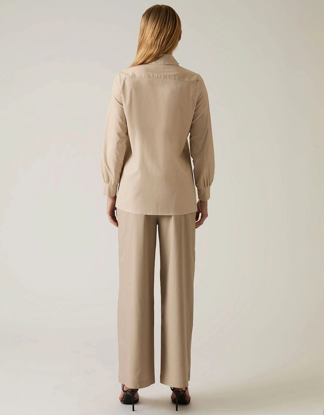 Pearl Collar Beige Cotton Shirt - VIP
