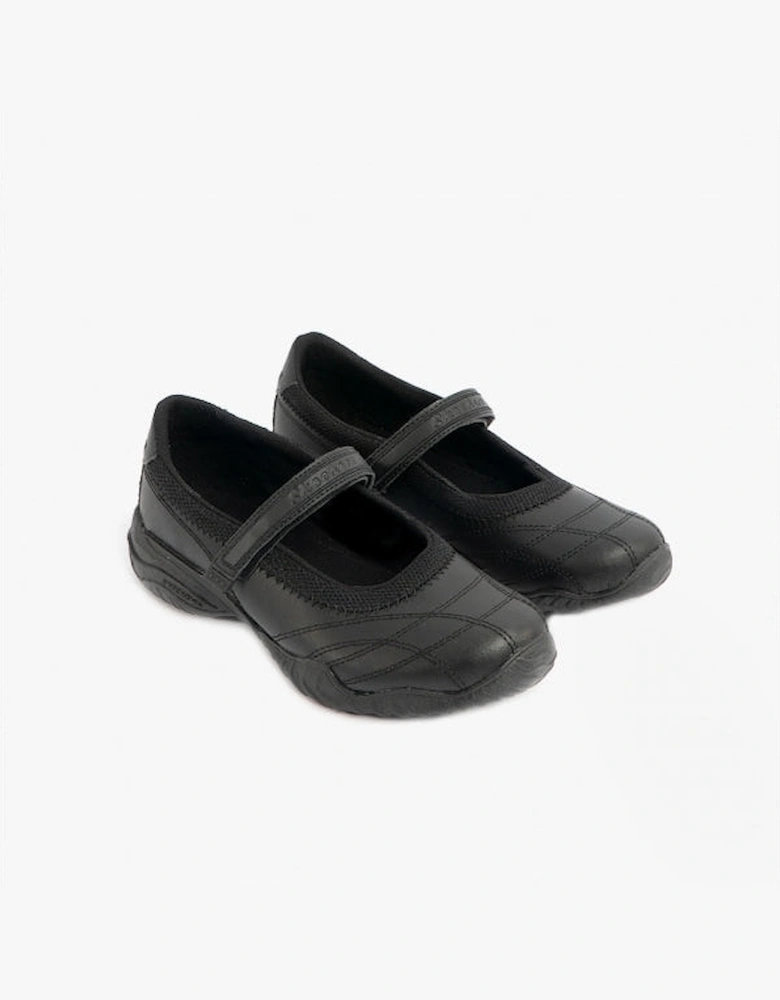 81264L/BLK VELOCITY POUTY Girls Leather School Shoes Black