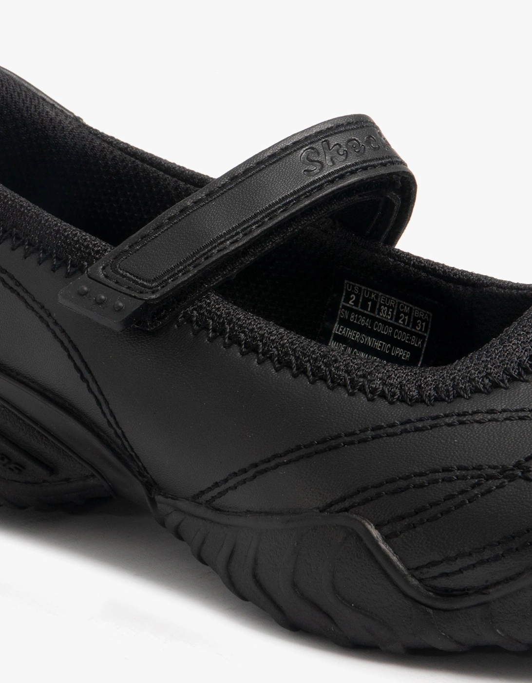 81264L/BLK VELOCITY POUTY Girls Leather School Shoes Black