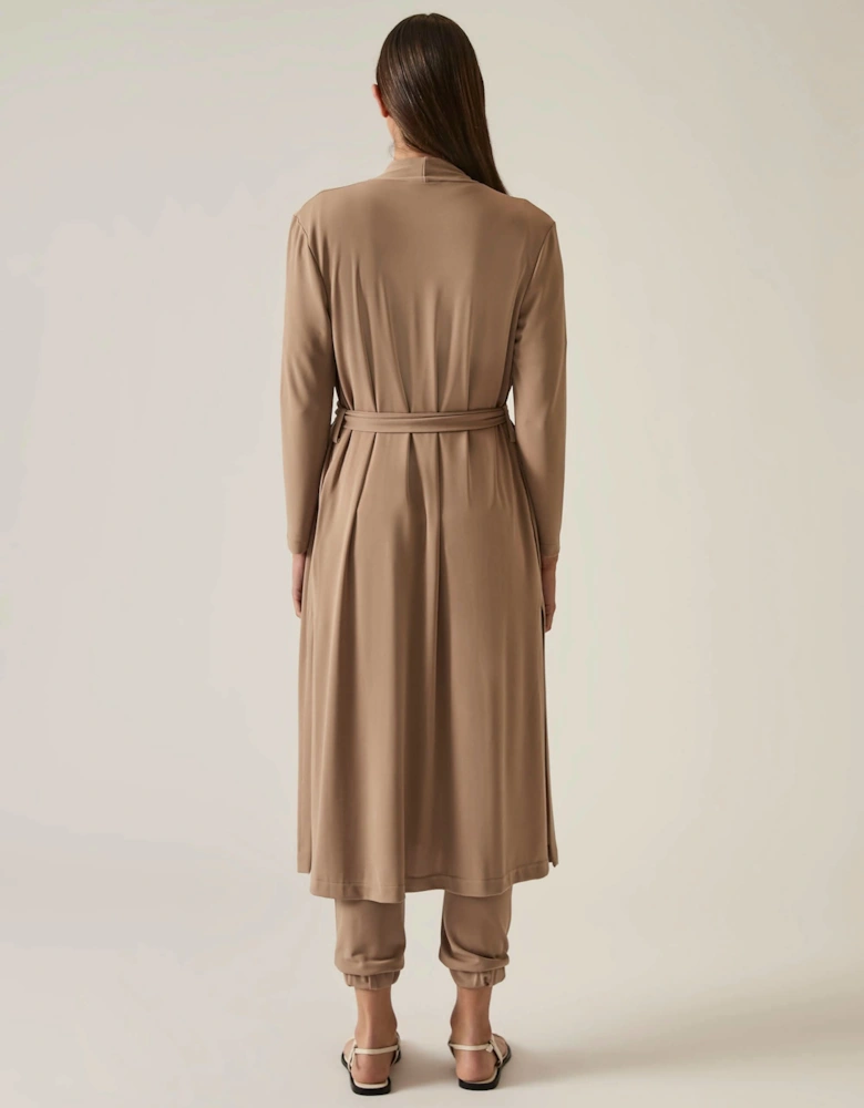 Camel Long Wrap Jersey Cardigan - VIP