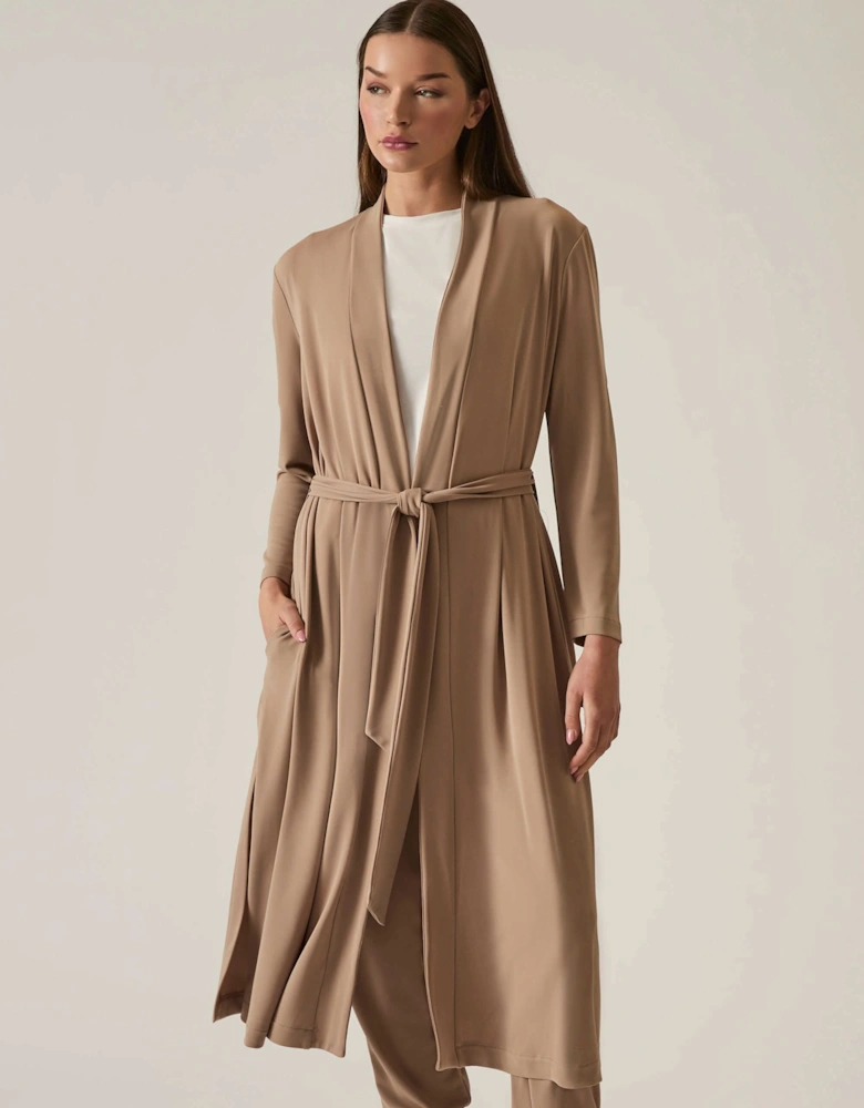 Camel Long Wrap Jersey Cardigan - VIP
