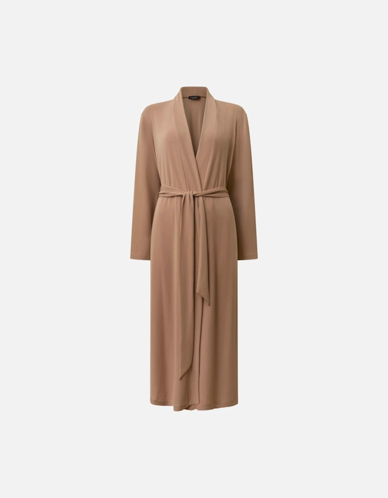 Camel Long Wrap Jersey Cardigan - VIP