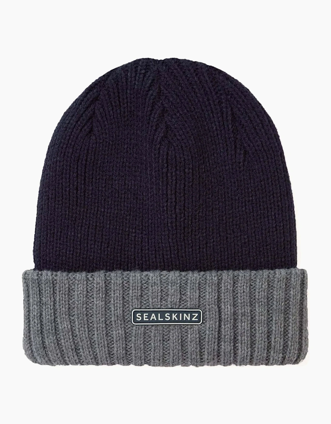 Sealskinz Men's Navy/Multi Bacton Waterproof Cold Weather Roll Cuff Beanie  S/M