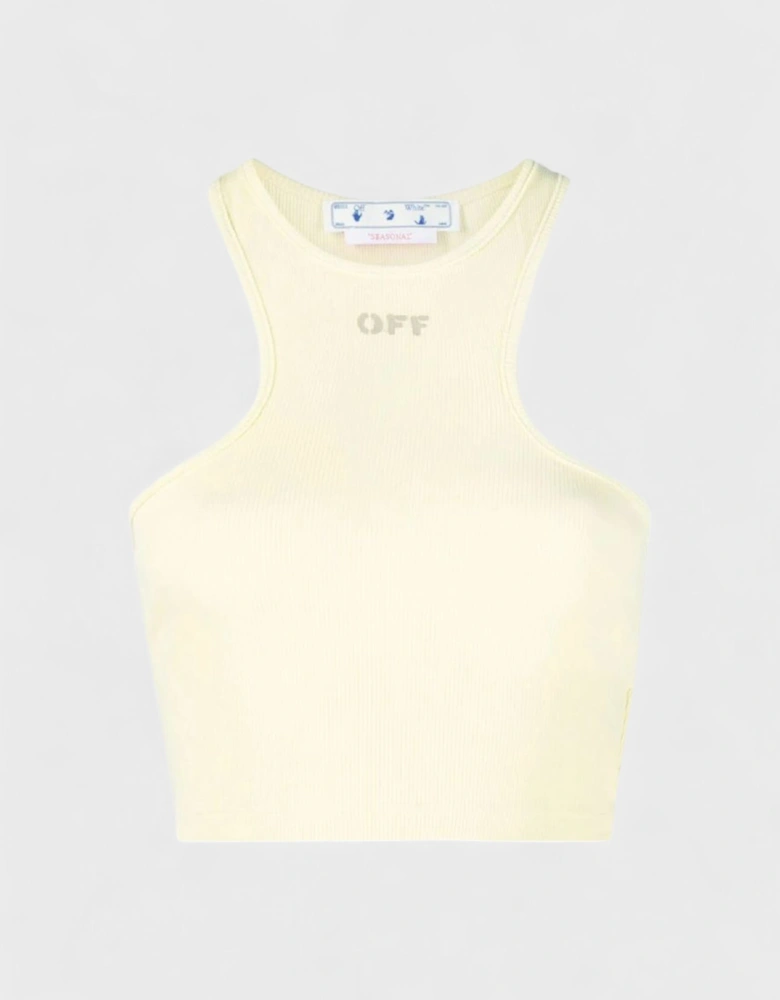 Off Stamp Ribbed Rowing Top Light Green