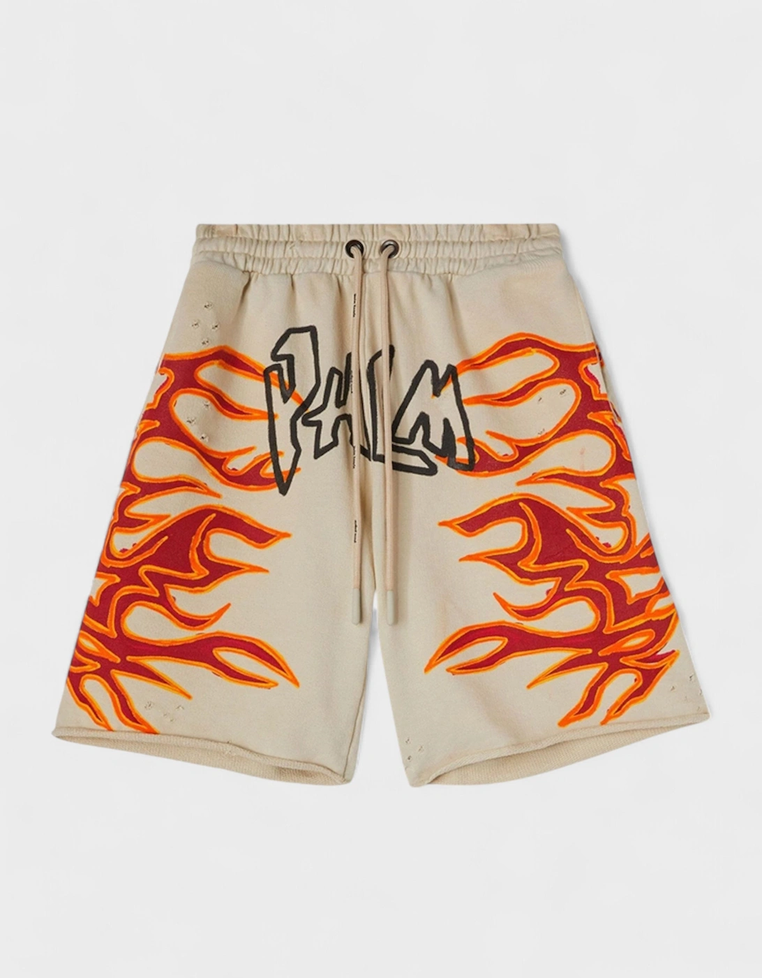 Palm Angels Men's White Graffiti Flames Sweatshorts Off  32/30/31 S