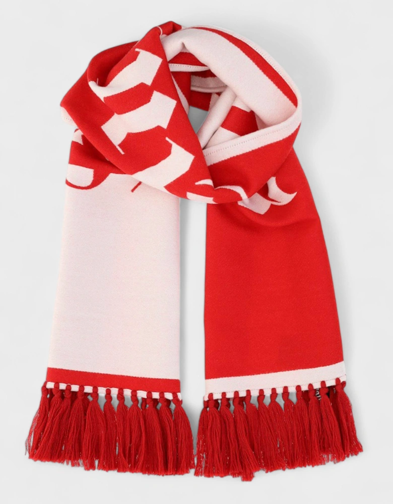 Logo Knitted Scarf  Red  White