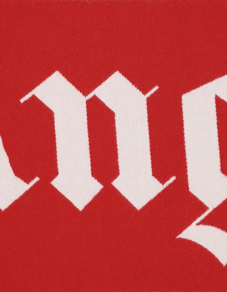 Logo Knitted Scarf  Red  White