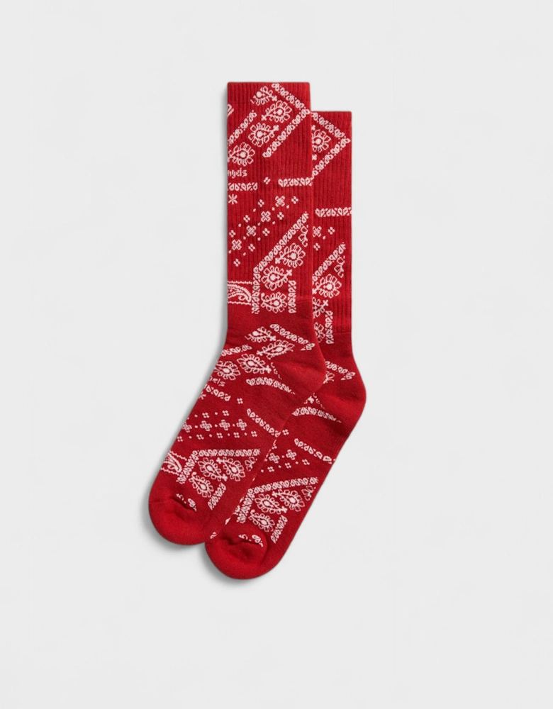 Bandana Socks Red Off White