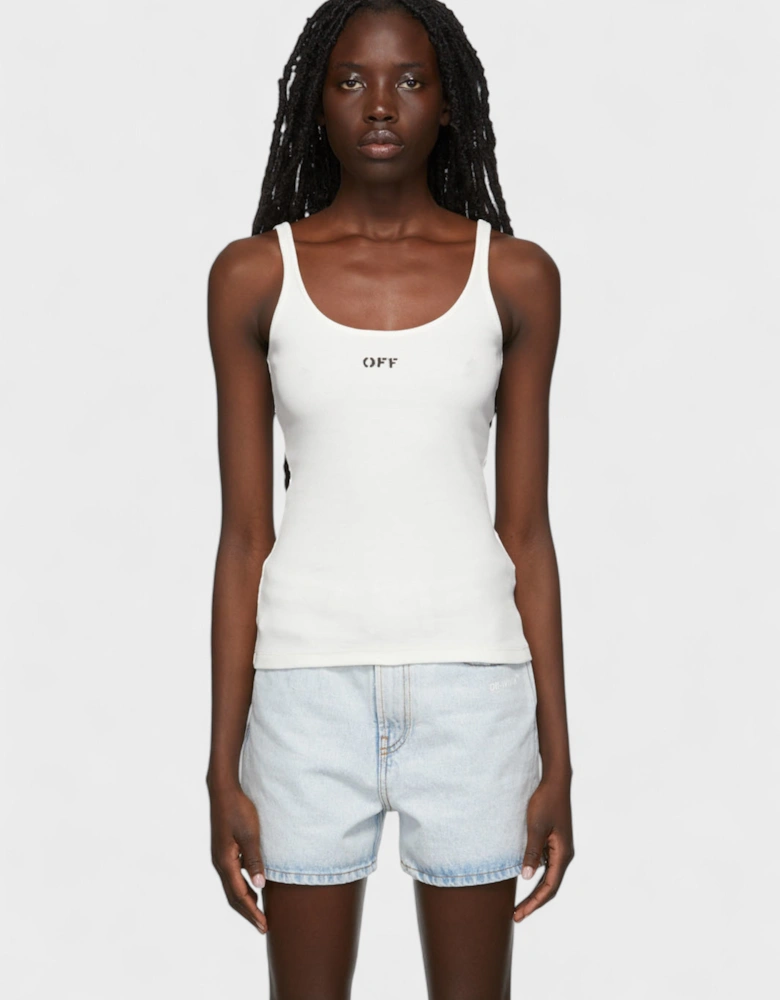 Off Stamp Scoop-Neck Tank Top White