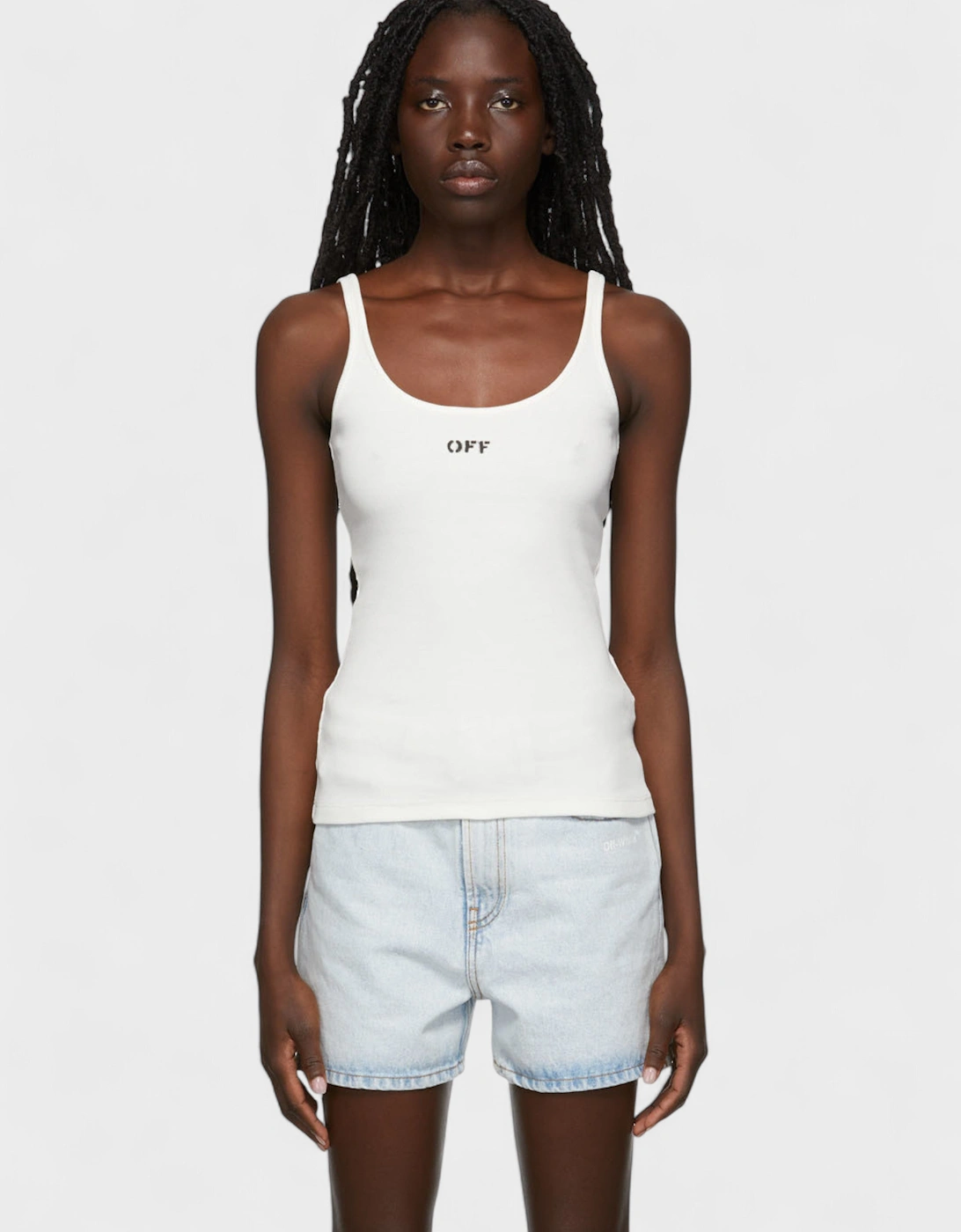Off Stamp Scoop-Neck Tank Top White