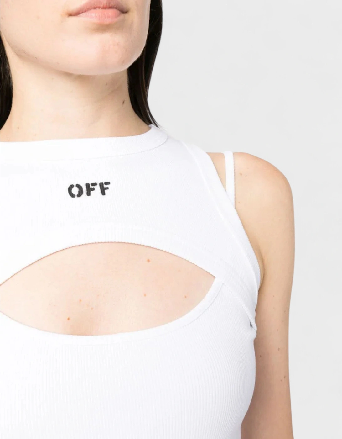Off Stamp Ribbed Round Rowing Top