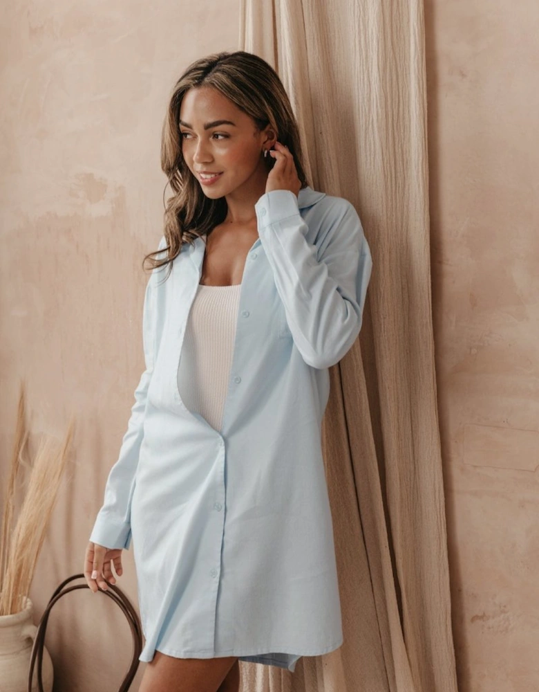 Cotton Modal Relaxed Nightshirt in Sky Blue