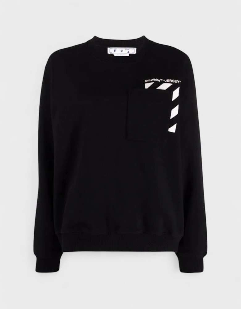 Diag Pocket Print Regular Crewneck Black