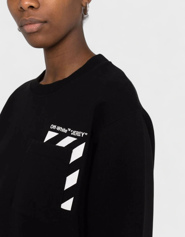 Diag Pocket Print Regular Crewneck Black
