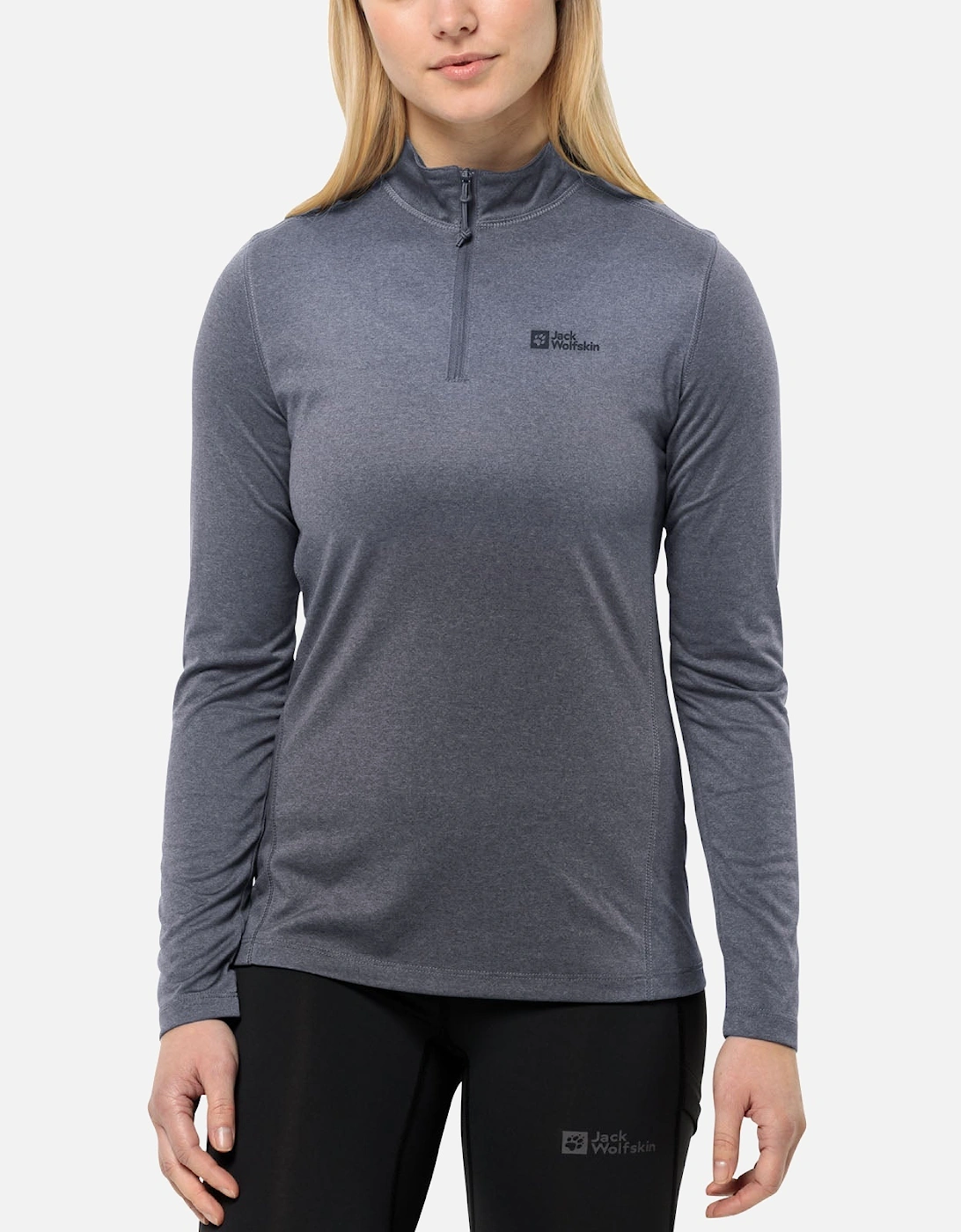 Women's Jack Wolfskin Womens Sky Thermal Half Zip Baselayer Fleece - Grey - Size: 10/8
