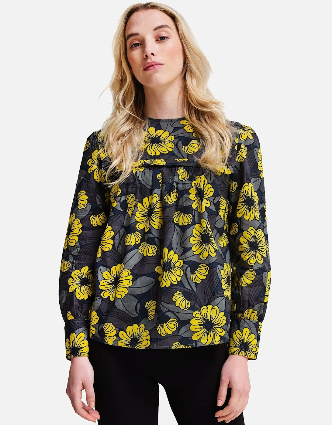 Womens Orla Kiely Long Sleeve Bib Collar Blouse Top, 2 of 1