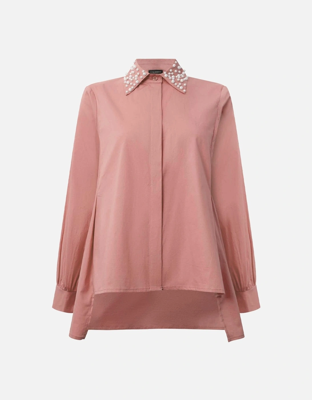 Pearl Collar Pale Pink Cotton Shirt - VIP