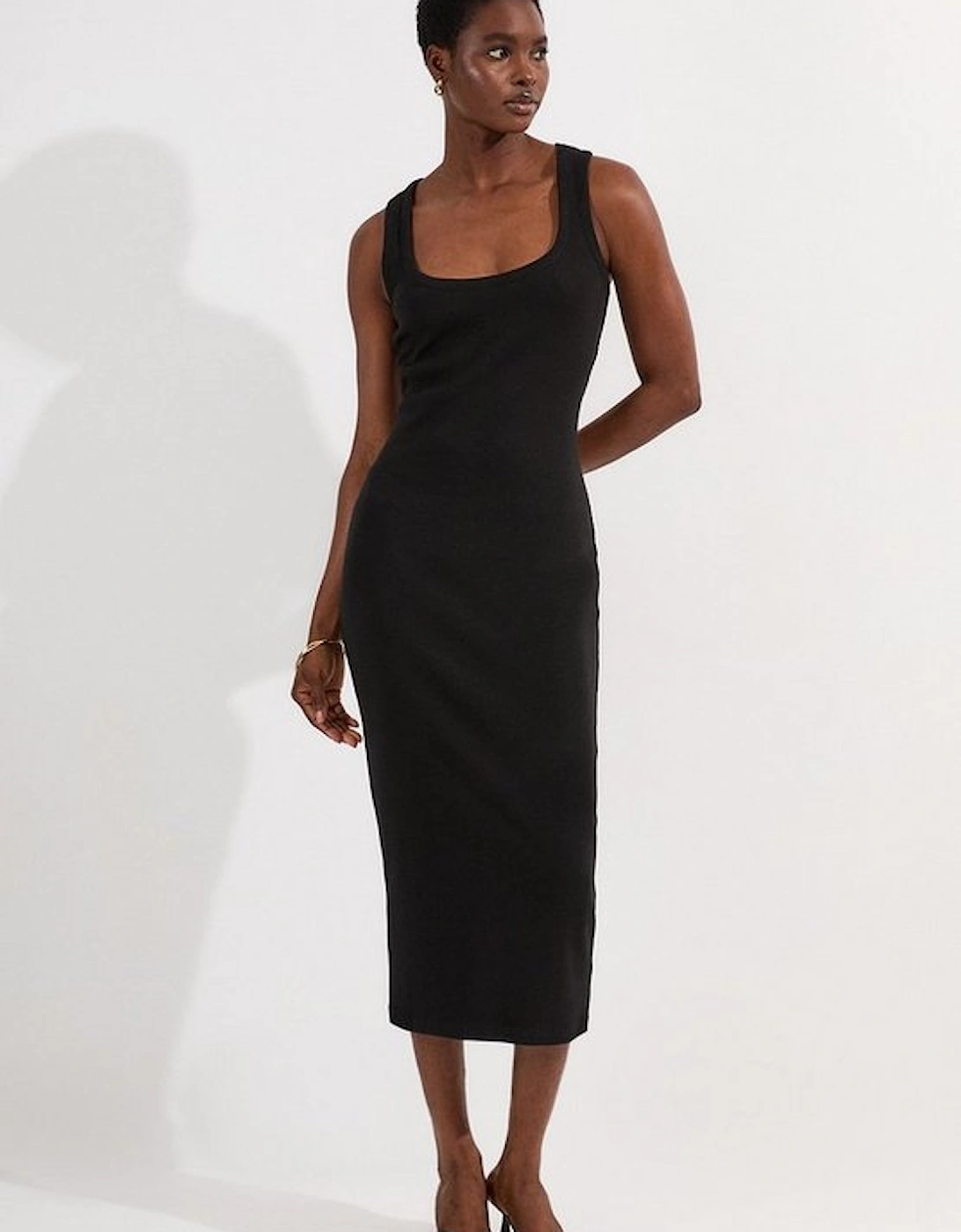 Compact Jersey Rib Racer Maxi Dress, 2 of 1