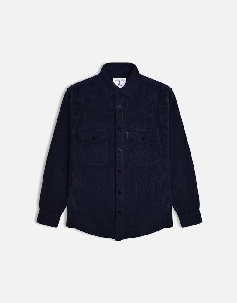 Mens Cord Long Sleeve Corduroy Overshirt - Navy