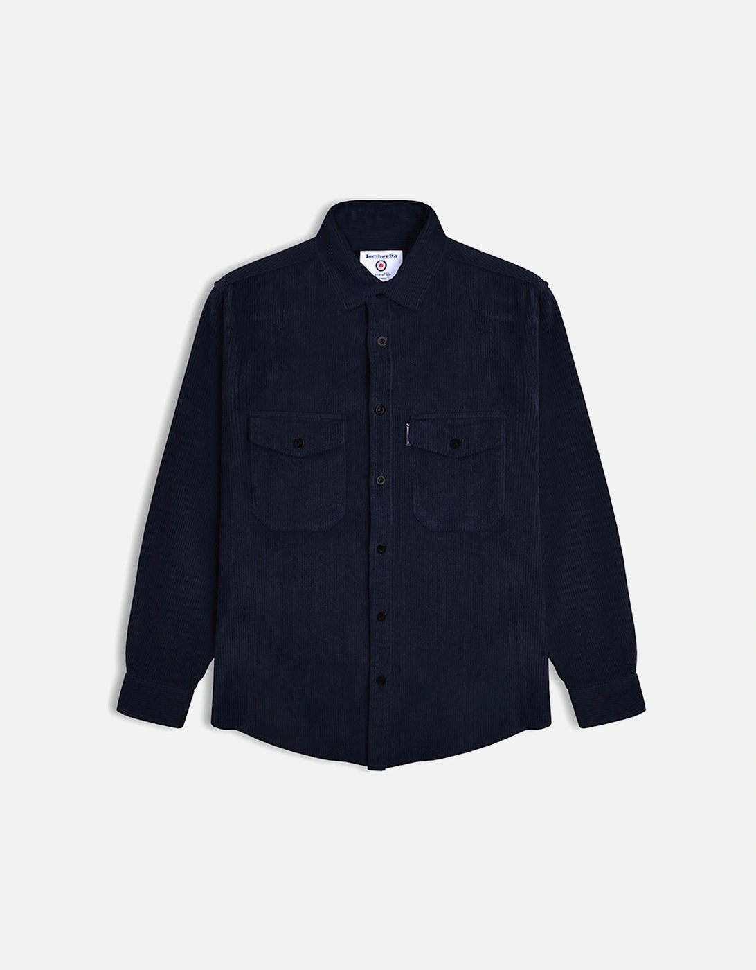 Mens Cord Long Sleeve Corduroy Overshirt - Navy, 2 of 1