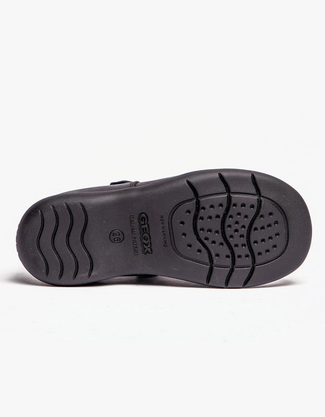 NAIMARA G B Girls Leather Touch Fasten School Shoes Black