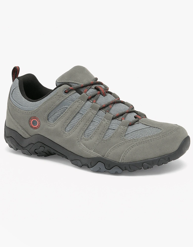 QUADRA II Leather Trail Shoe Mens Charcoal Grey/Black/Red