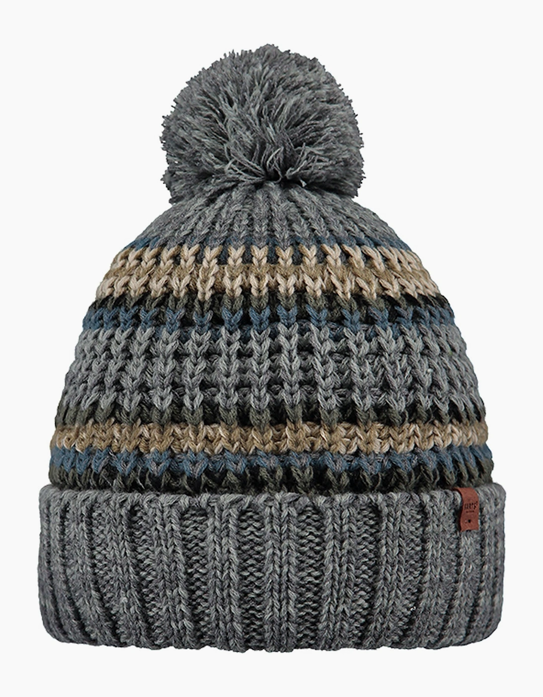 Barts Goser Men's Mixed Knit Bobble Hat in Grey, One Size Winter Accessory - Image 3