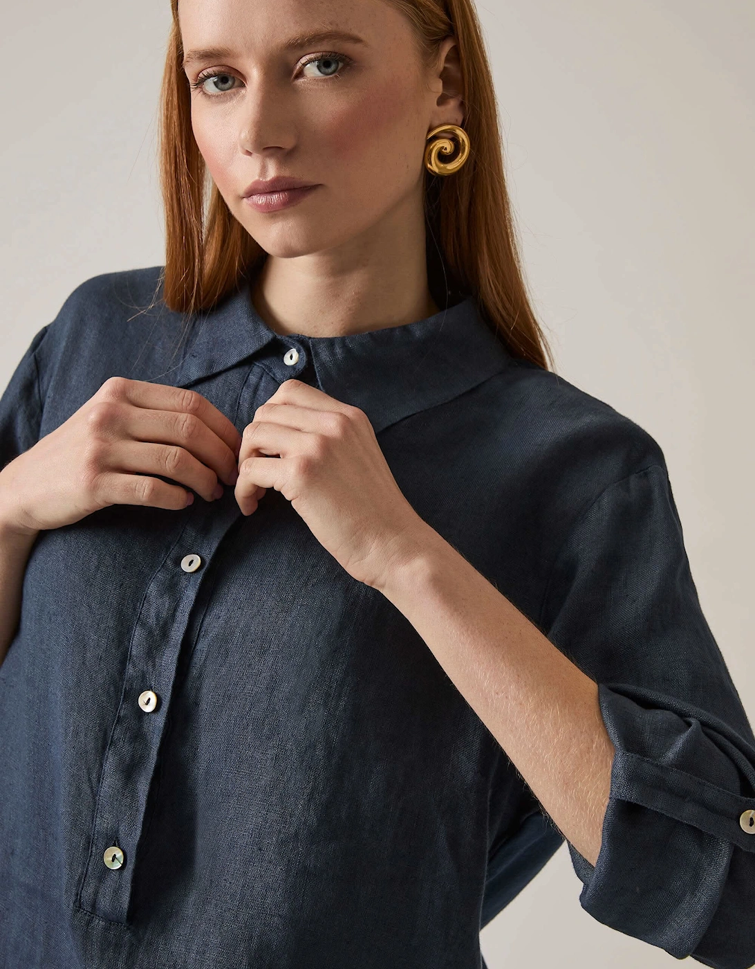 Navy Linen Blouse - VIP