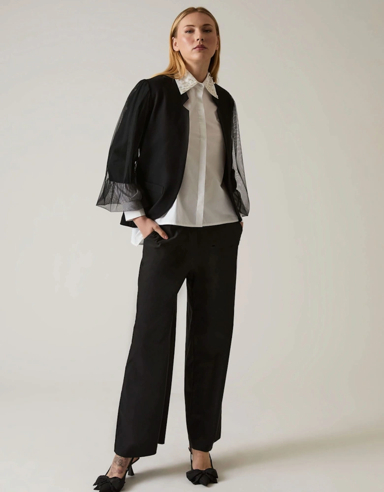 Pearl Collar White Cotton Shirt  - VIP