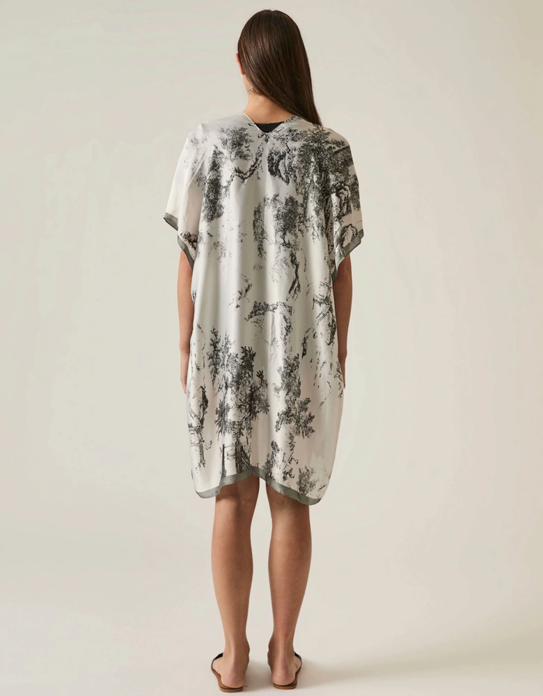 Marble Print Black-White Kaftan - VIP